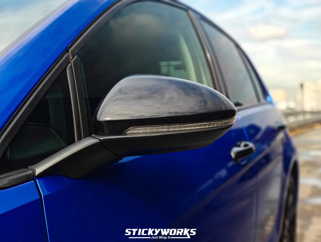 Tinted car windows reducing heat and glare